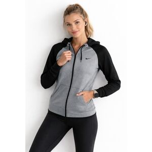 Nike Therma Fit Womens Full Zip Training Black And Gray Hoodie Sweatshirt Size M